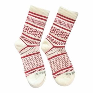 Bombas 2 Pair Socks Size M 

Fairisle Ankle Red & Cream